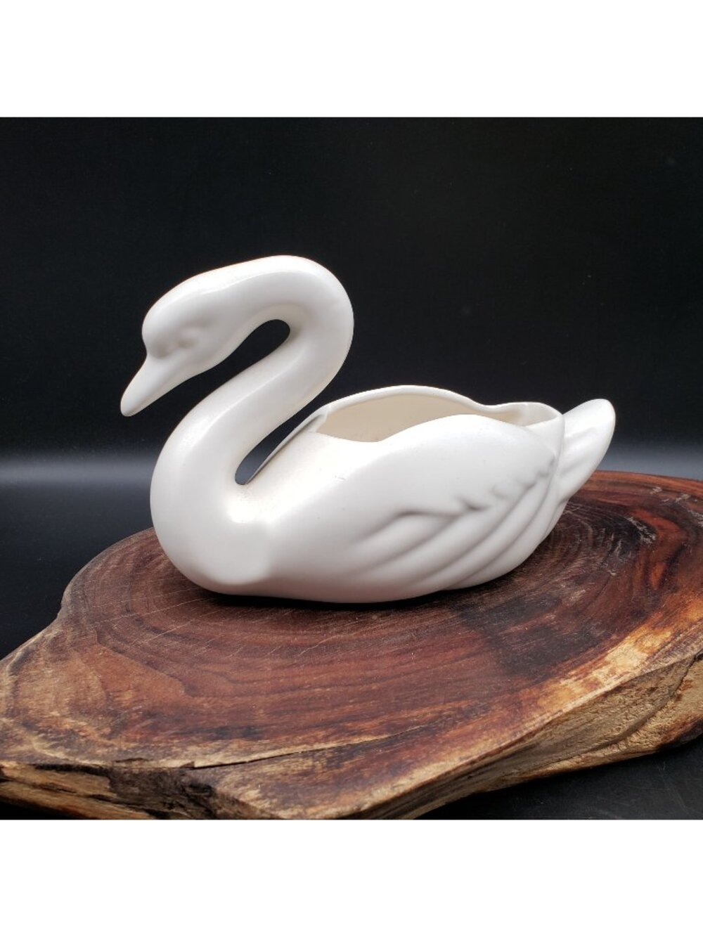 Vintage Bauer Los Angeles Swan Planter White Matte Pottery USA 6.5”
